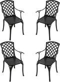 Black Cast Aluminum Outdoor Dining Arm Chairs, Set of 4 Q834627