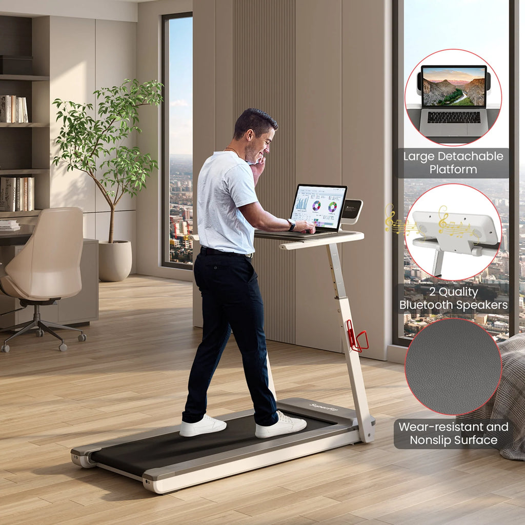 Folding Treadmill Adjustable Height Black C646524
