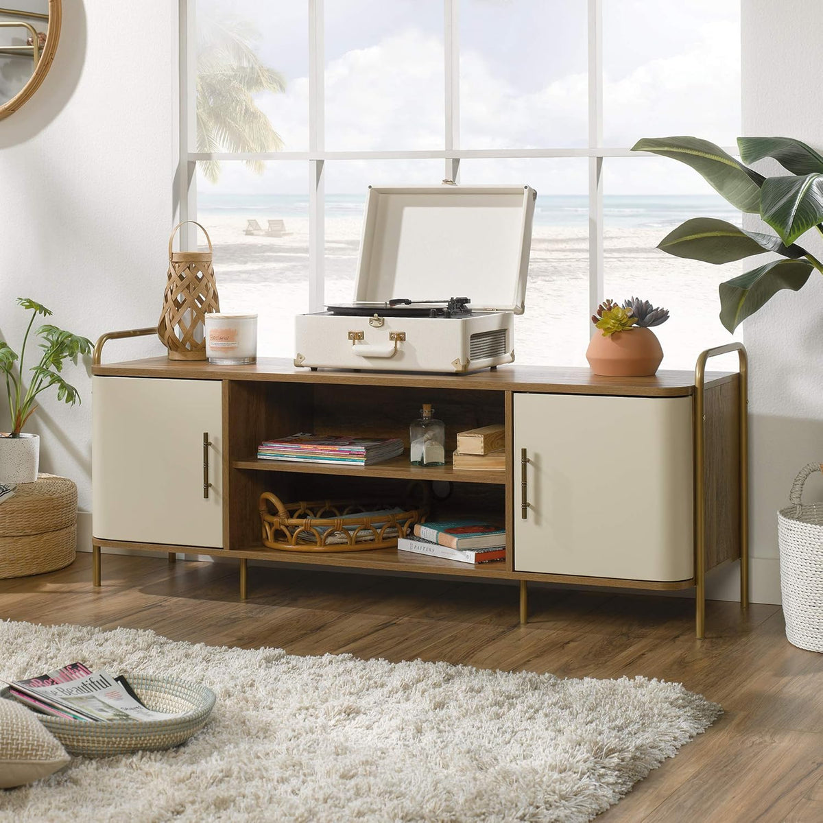 Sindoori Mango Finish Entertainment Credenza D42933