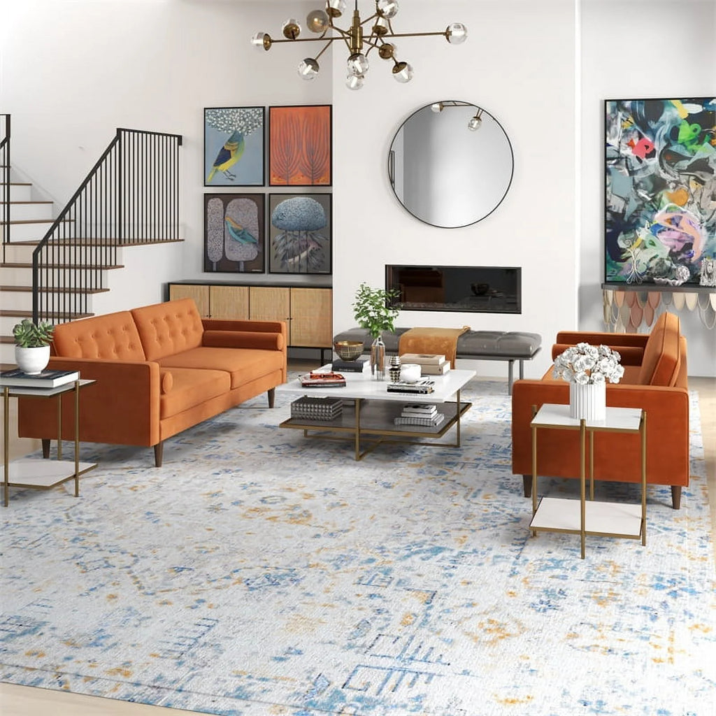 Orange Velvet 2-Piece Sofa Set G691324