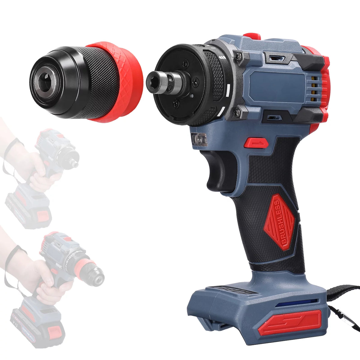 21V 2in1 Brushless Drill Electric Screwdriver 55Nm V7888