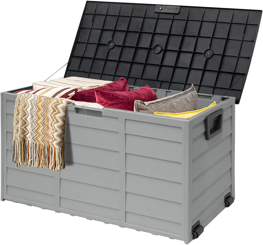 75 Gallon Waterproof Storage Deck Box with Wheels X375387