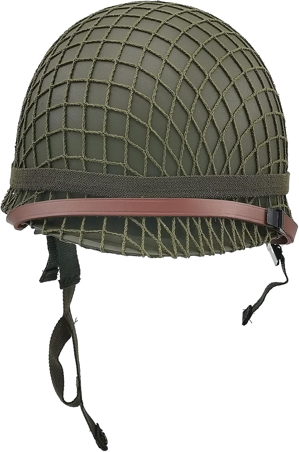 WWII US Army M1 Helmet Metal Steel Shell Replica with Net Canvas Chin Strap Cat Eye Band B94719