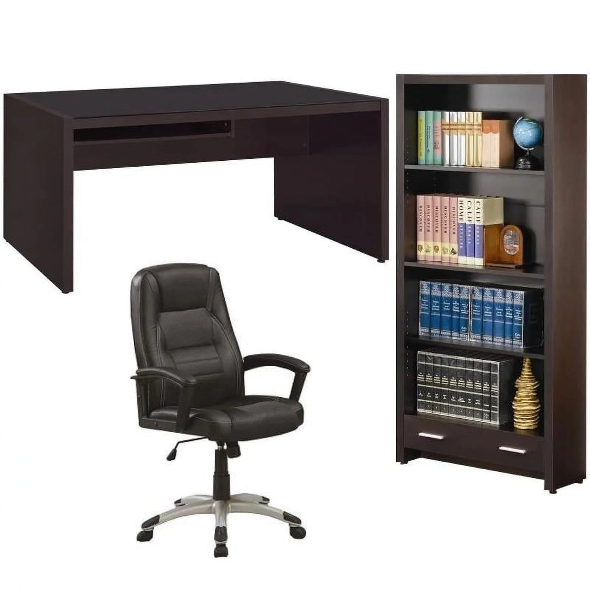 3 Piece Set with Computer Desk Bookcase and Office Chair K495578