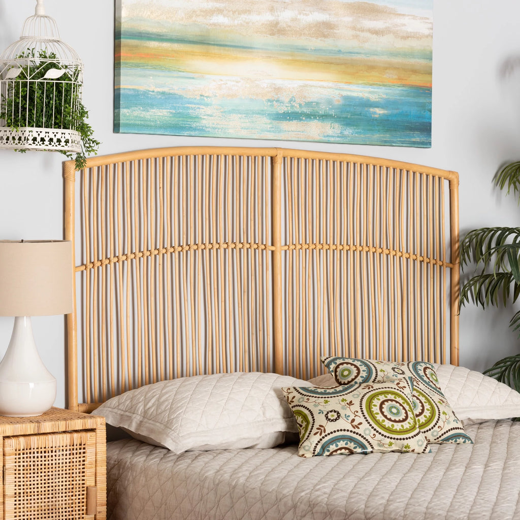 Natural Brown Rattan Queen Size Wall-Mount Headboard X1163