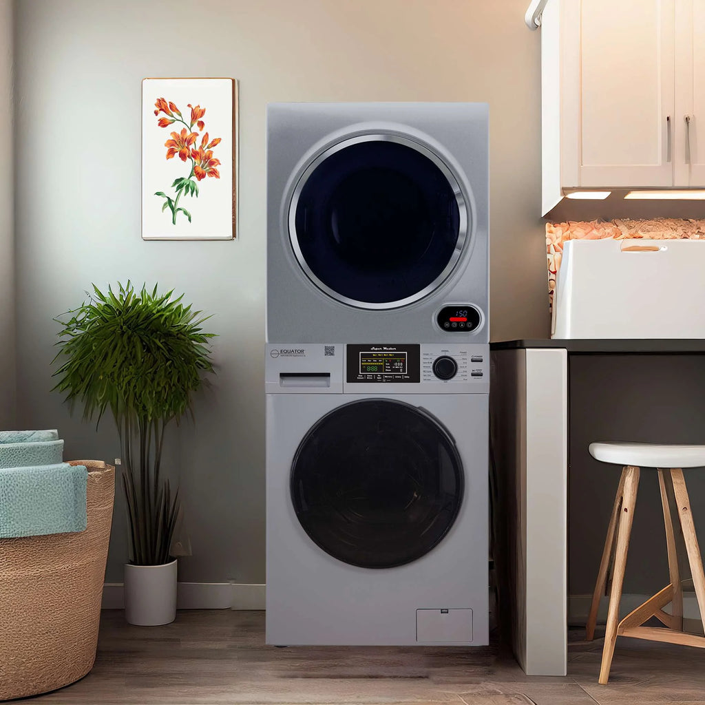 110V 1.6 cf Washer and 3.5 cf Vented Digital Dryer in Silver V9573