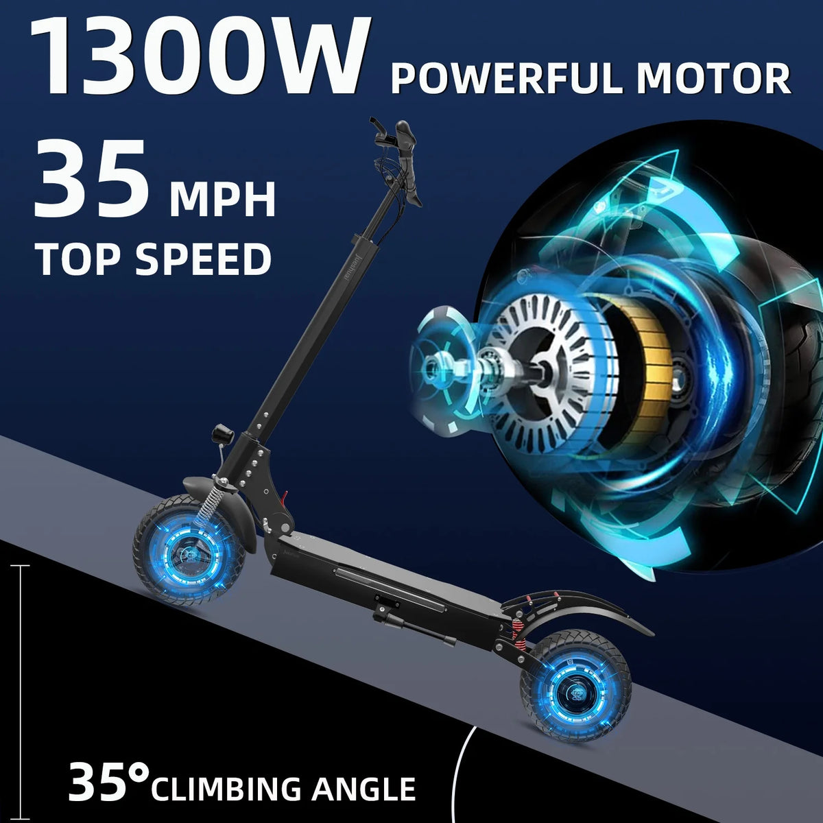 Electric Scooter 35 mph 40 Miles 1300W Foldable U349396