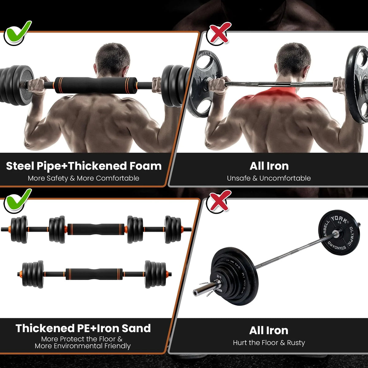 55lbs Adjustable Dumbbell Set Black T48476
