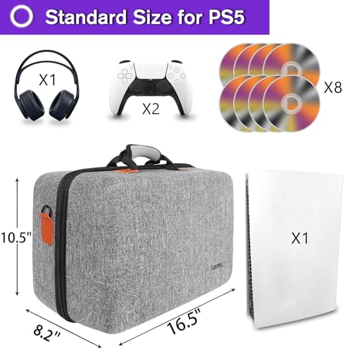 Grey Hard Shell Carrying Case for Console, Controllers, Headset and Gaming Accessories O9128