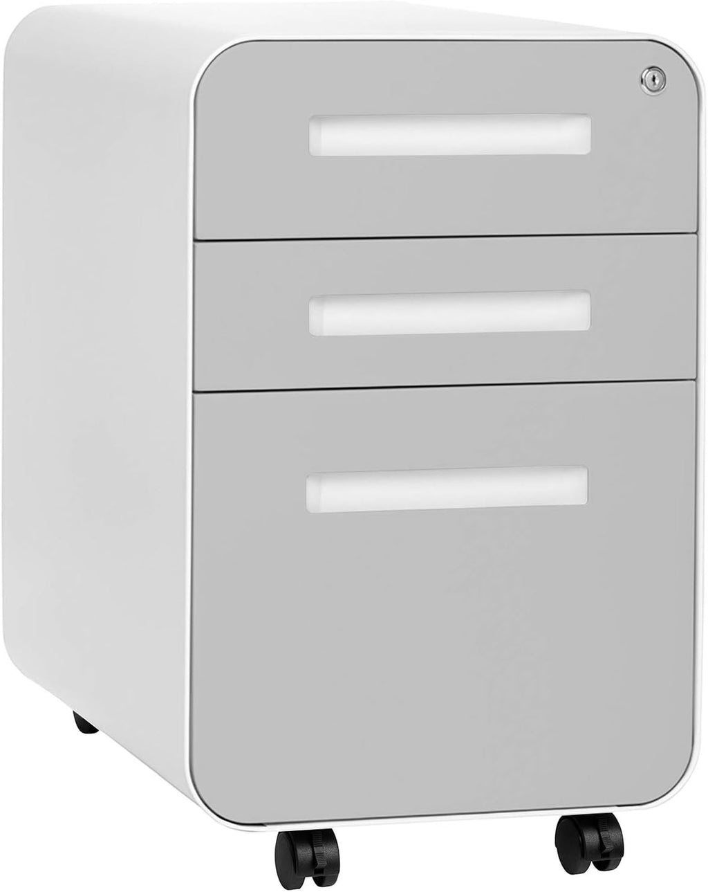 3-Drawer Mobile File Cabinet Orange Faceplate I9747
