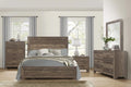 King Size Sleigh Bed Dresser Mirror Night Stand Rustic Brown Y945