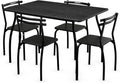 5 Piece Kitchen Dining Table Set with 4 Chairs Black E660