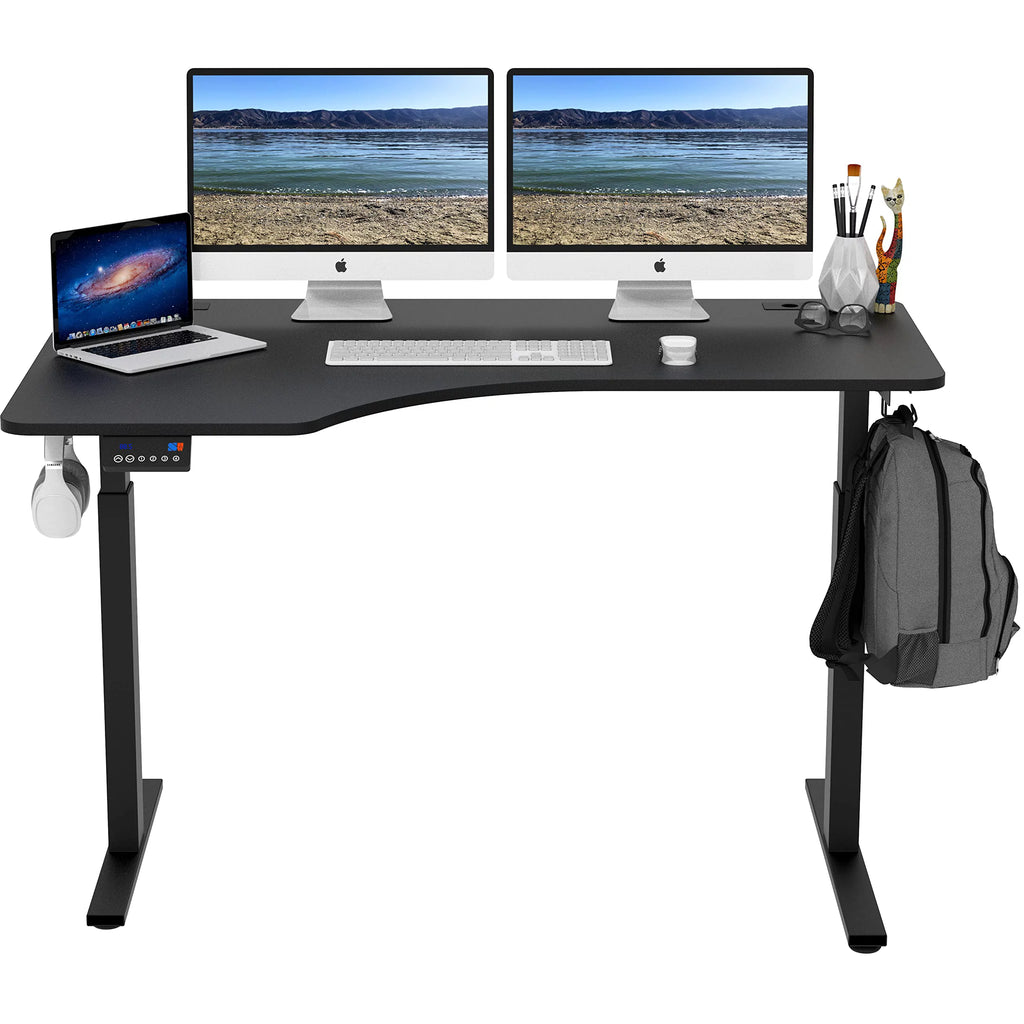 55-Inch L-Shaped Electric Height Adjustable Standing Desk, Black F61180
