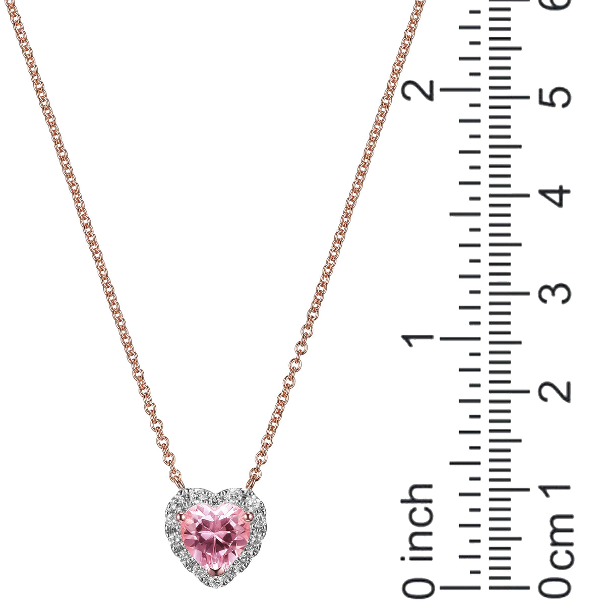 Lab Grown Diamond and Created Pink Sapphire Sterling Silver Necklace U4089