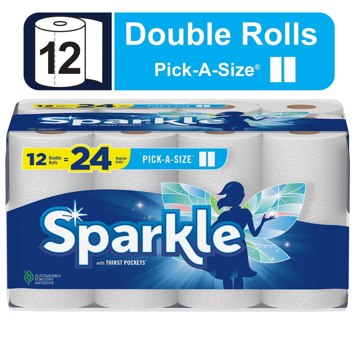 White 12 Double Rolls Paper Towels U83595