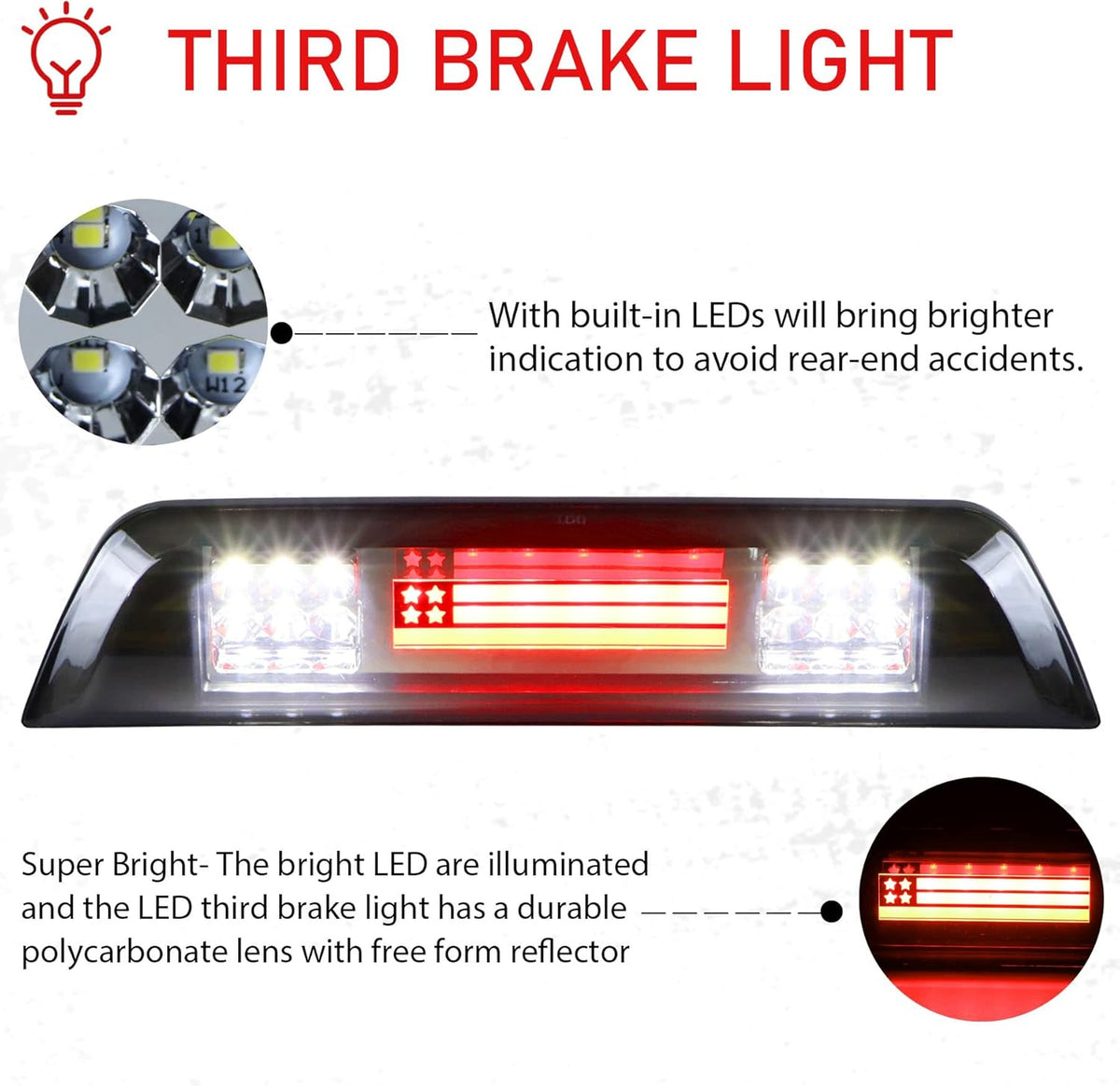 LED 3rd Brake Light High Mount Stop Light Smoke Lens C386304