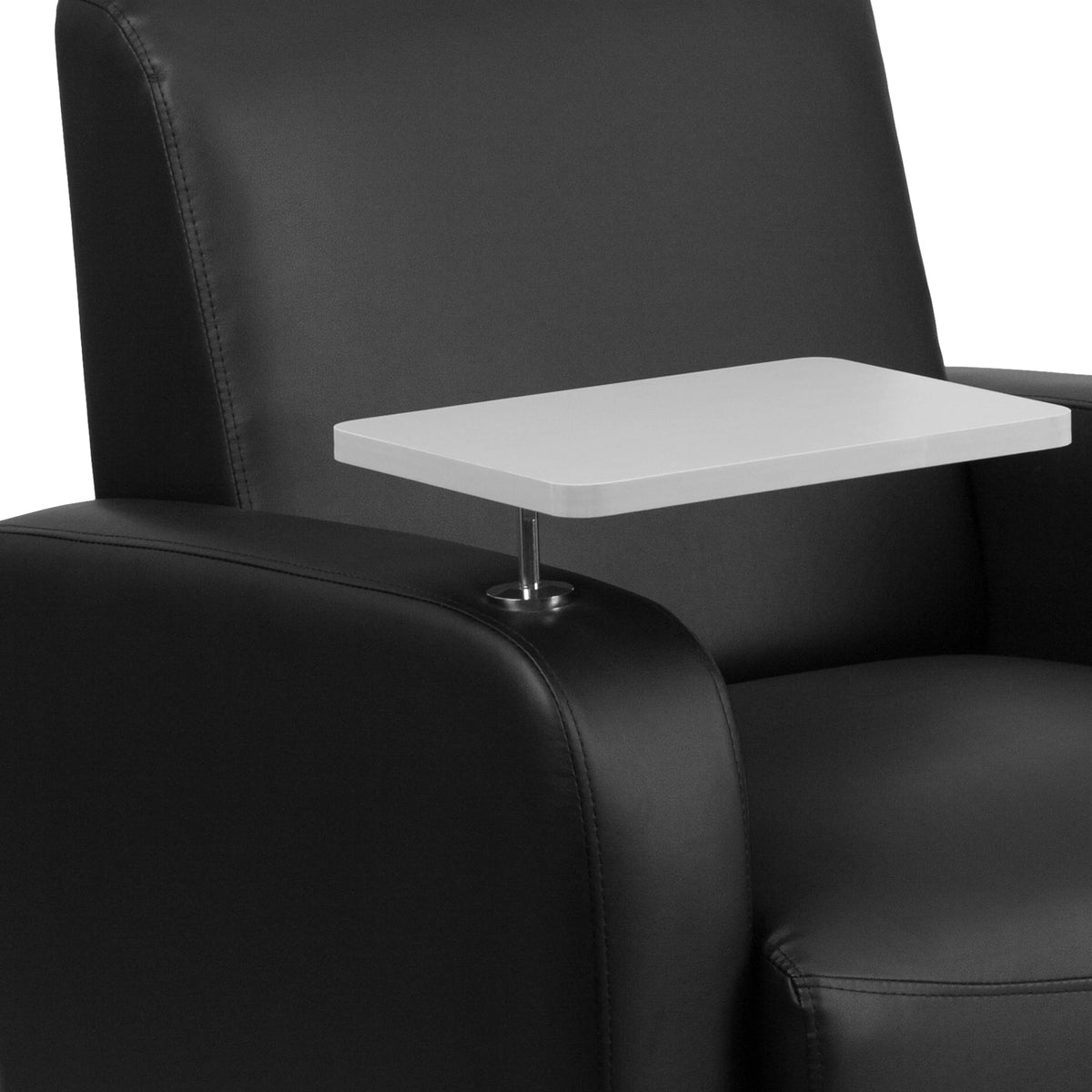 Black LeatherSoft Guest Chair with Tablet Arm and Cup Holder T6114