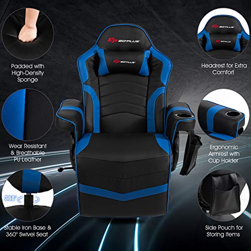 Black PU Leather Recliner Chair with Footrest and Cup Holder S937260