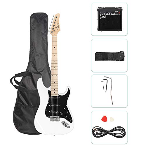 Full Size Electric Guitar with 20W Amp and Accessories Pack Guitar Bag (Blue) Q710609