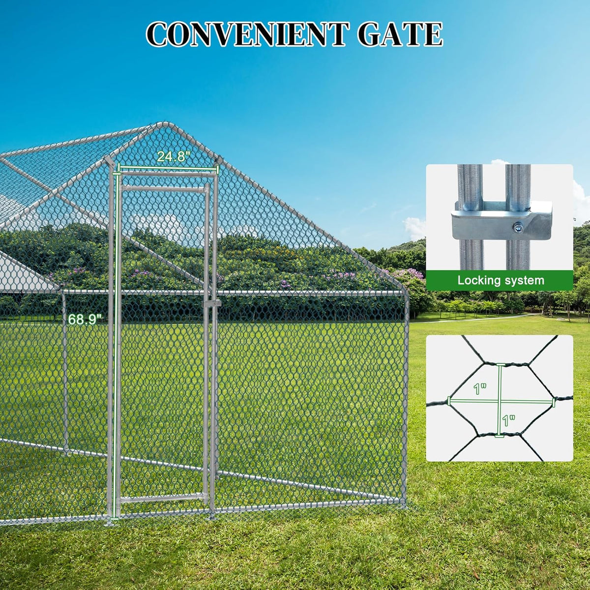 20 x 10 ft Metal Chicken Coop with Waterproof Cover V99044