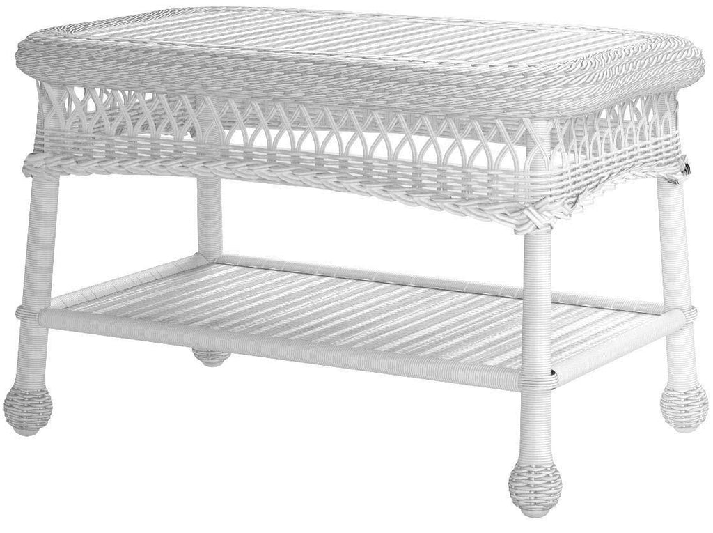 White Resin Wicker Coffee Table U584375