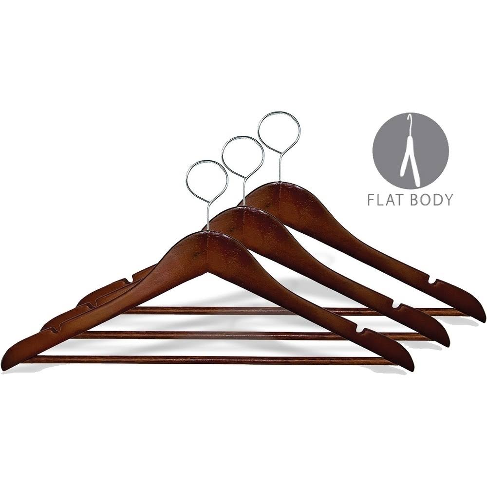Natural Finish Wooden Hangers with Clips, Box of 50 O629