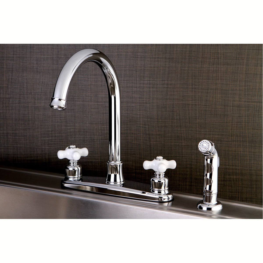8-Inch Centerset Kitchen Faucet with Sprayer, Polished Chrome P3576
