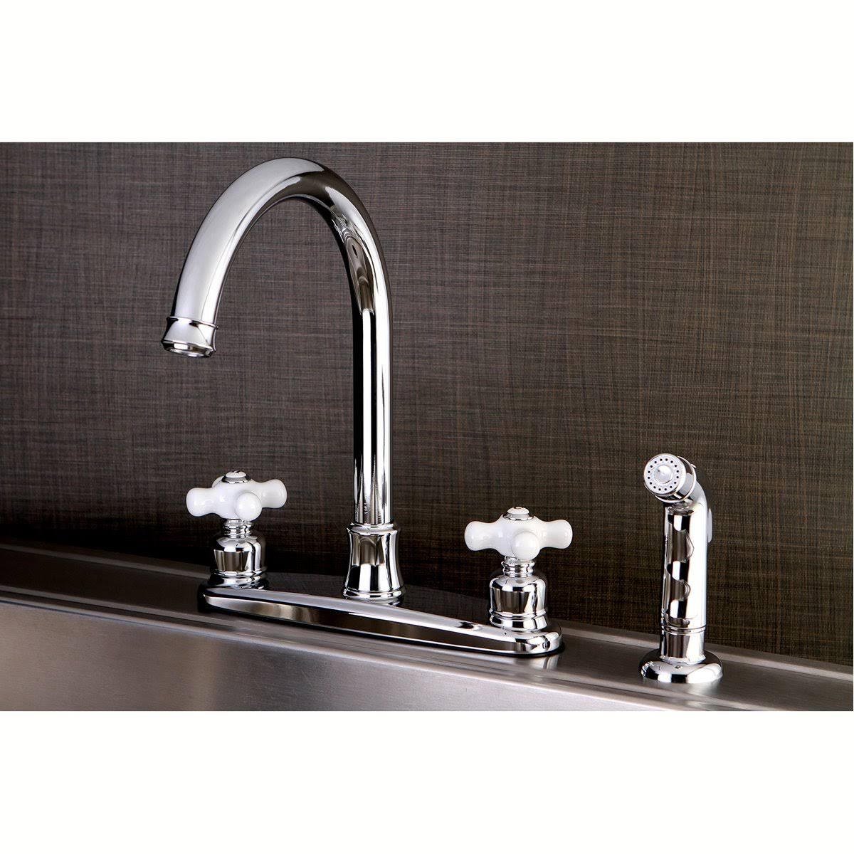 8-Inch Centerset Kitchen Faucet with Sprayer, Polished Chrome P3576