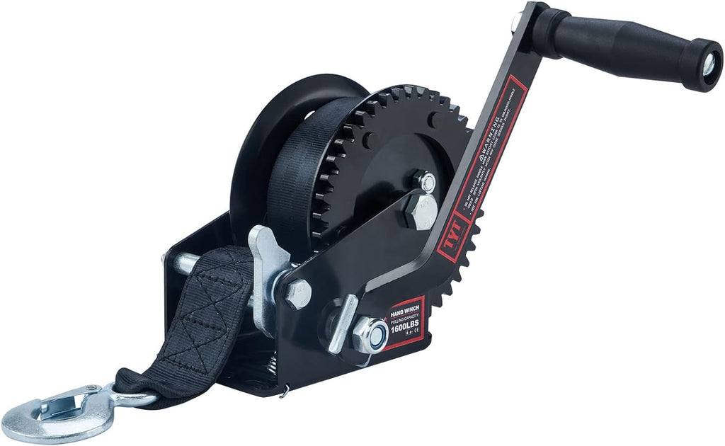 1600lb 2 Way Ratchet Manual Gear Winch with Red Strap, Pack of 2 F826