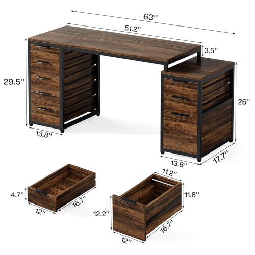 63" Computer Desk with 8 Drawers F8418