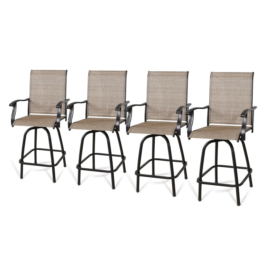 4-Piece Outdoor Swivel Bar Stools with High Back and Armrest K321472