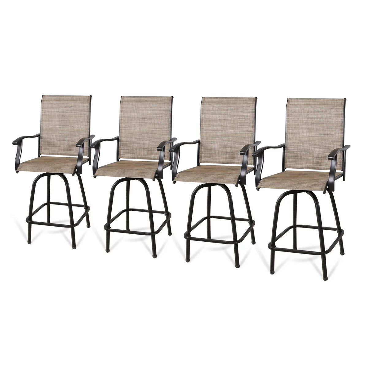 4-Piece Outdoor Swivel Bar Stools with High Back and Armrest K321472