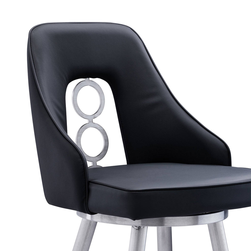 Black Faux Leather Bar Height Barstool I20114