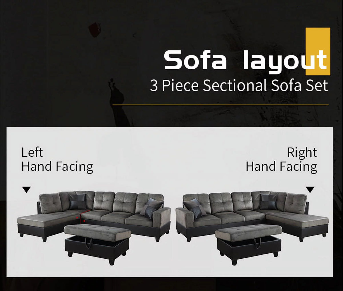 Microfiber Faux Leather Sofa Set with Ottoman N9511