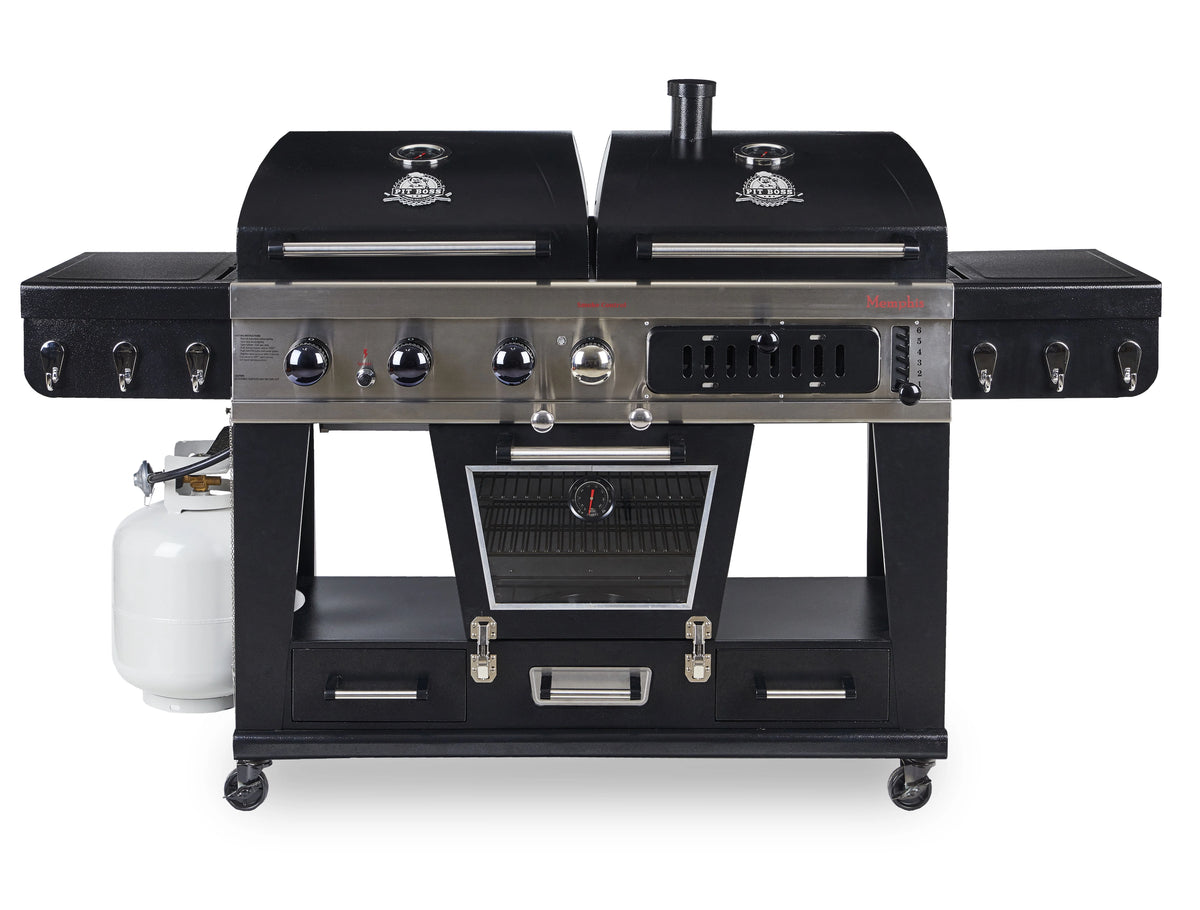 Gas and Charcoal Combo Grill with Electric Smoker Q2784
