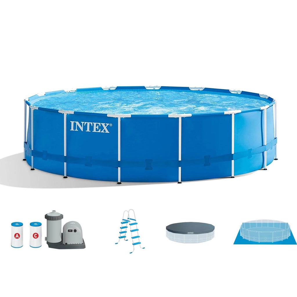 18ft x 48in Metal Frame Swimming Pool Set with Pump & Filter Q112