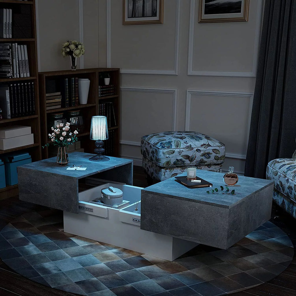 Gray Coffee Table with Sliding Top and Storage S2982