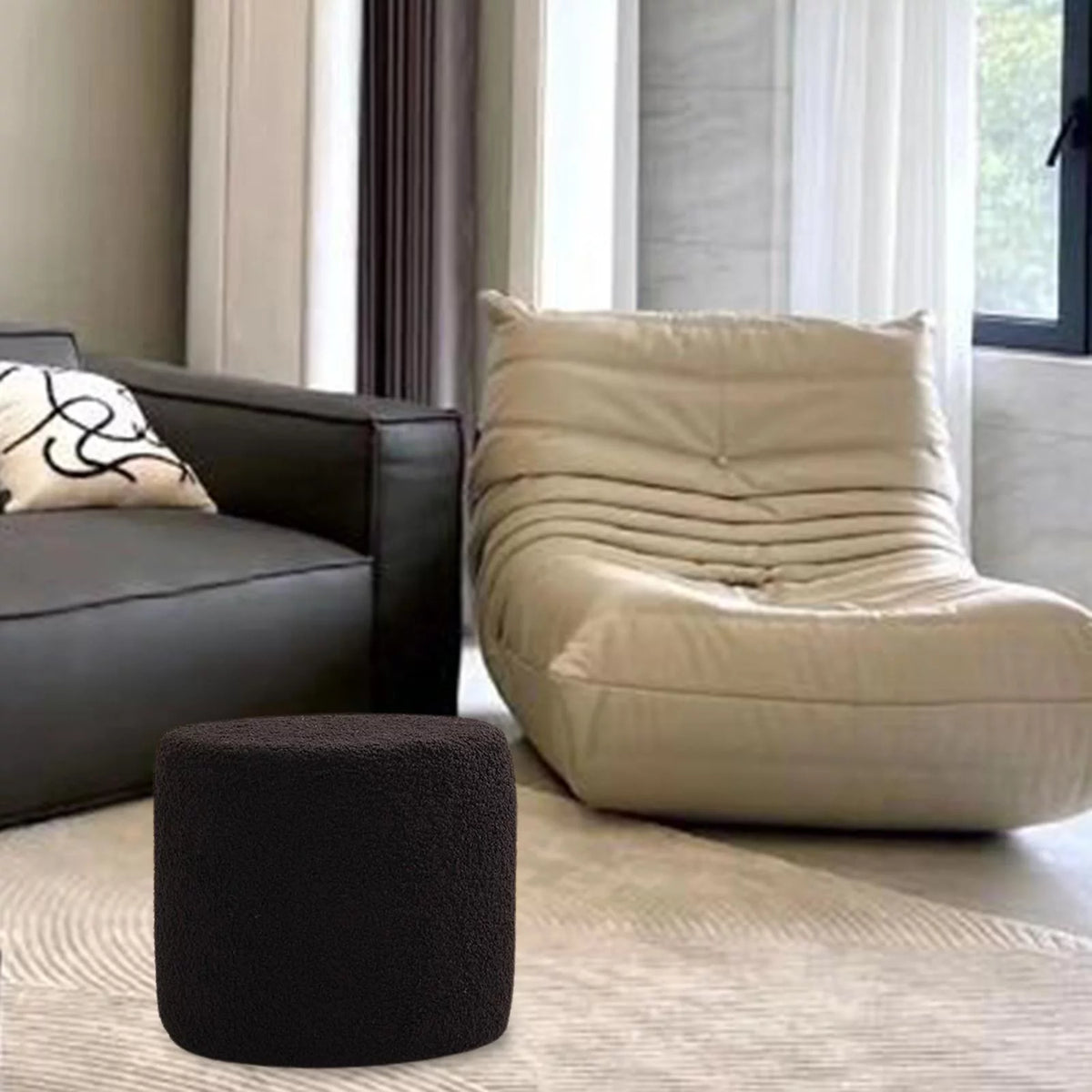 Black Foot Rest Stool Q7487