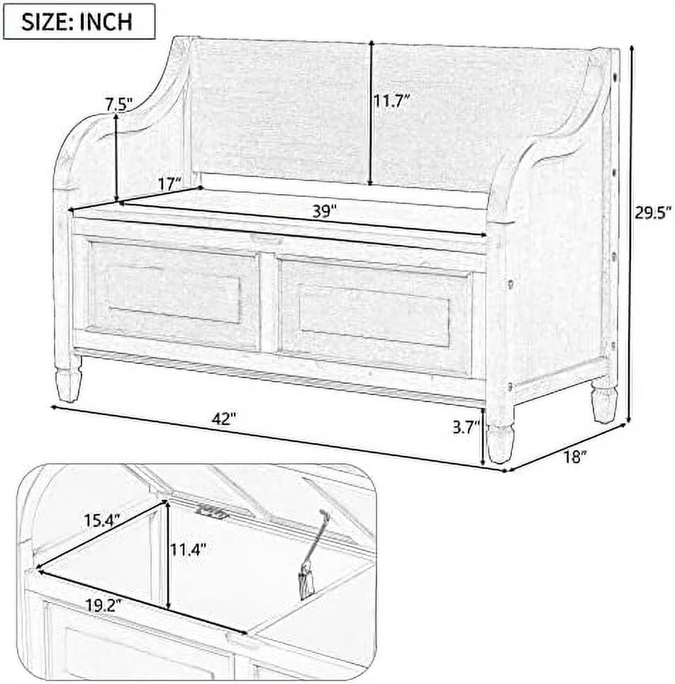 Brown Cushion Shoe Bench with 2 Doors Cabinet I1551