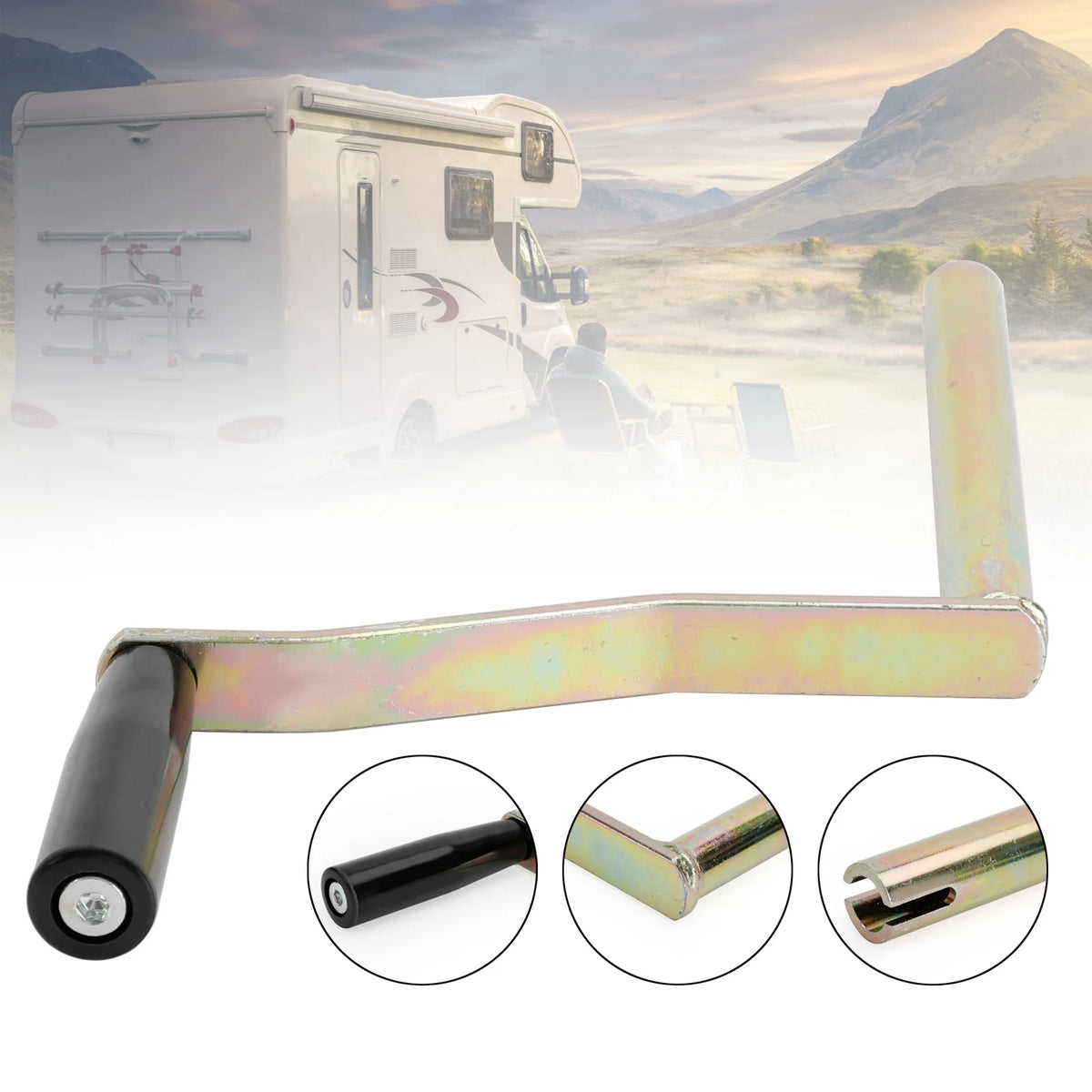 Round Mouth Crank Handle for RV Camper Tent A659
