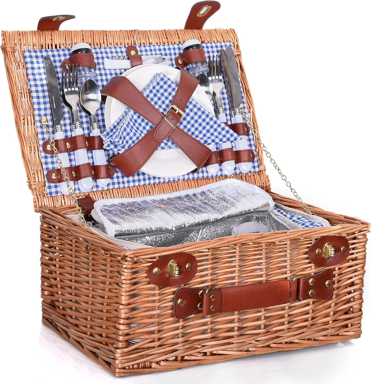 Wicker Picnic Basket for 4 with Insulated Liner Z737404