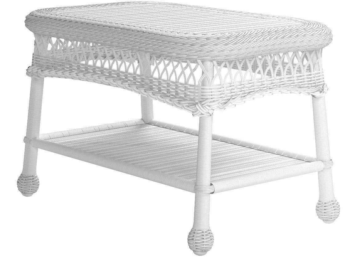 White Resin Wicker Coffee Table U584375