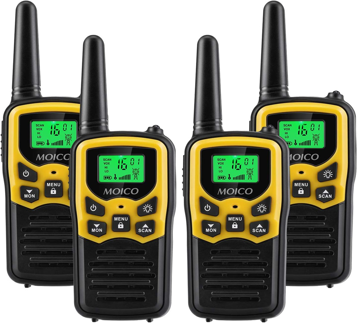 22 FRS Channels Yellow 4 Pack Walkie Talkies E199