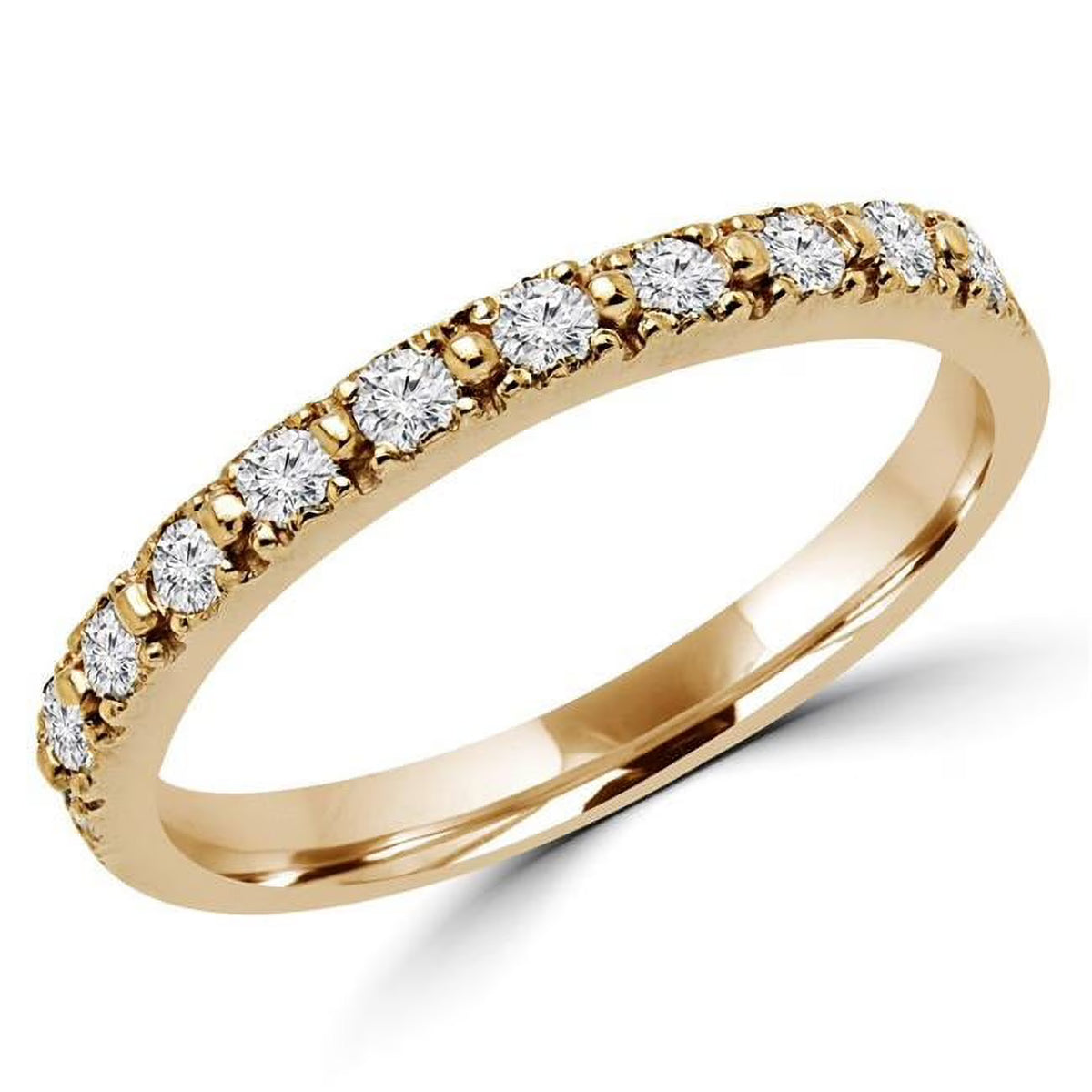 0.25 CTW Round Diamond Semi-Eternity Wedding Band Ring in 14K Yellow Gold T9314