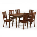 7 Piece Rectangular Dining Table Set with Wooden Seat Chairs V37652