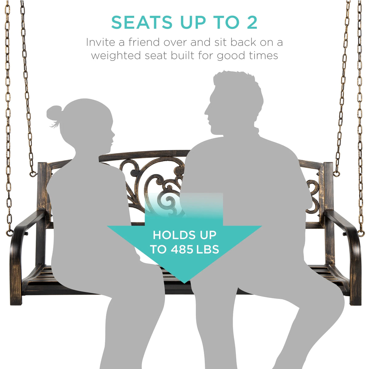 Bronze Metal Outdoor Porch Swing A157741