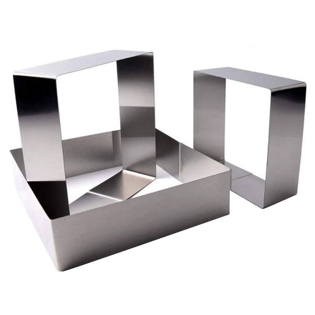 Set of 3 Stainless Steel Non-Stick Square Cake Molds M409050