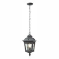 Square Black 2-Light Hanging Lantern with Clear Water Glass U594