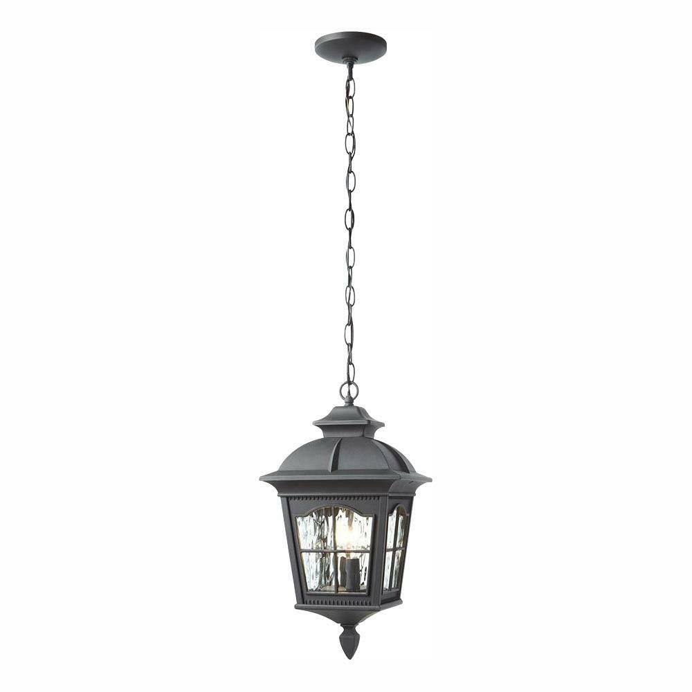 Square Black 2-Light Hanging Lantern with Clear Water Glass U594