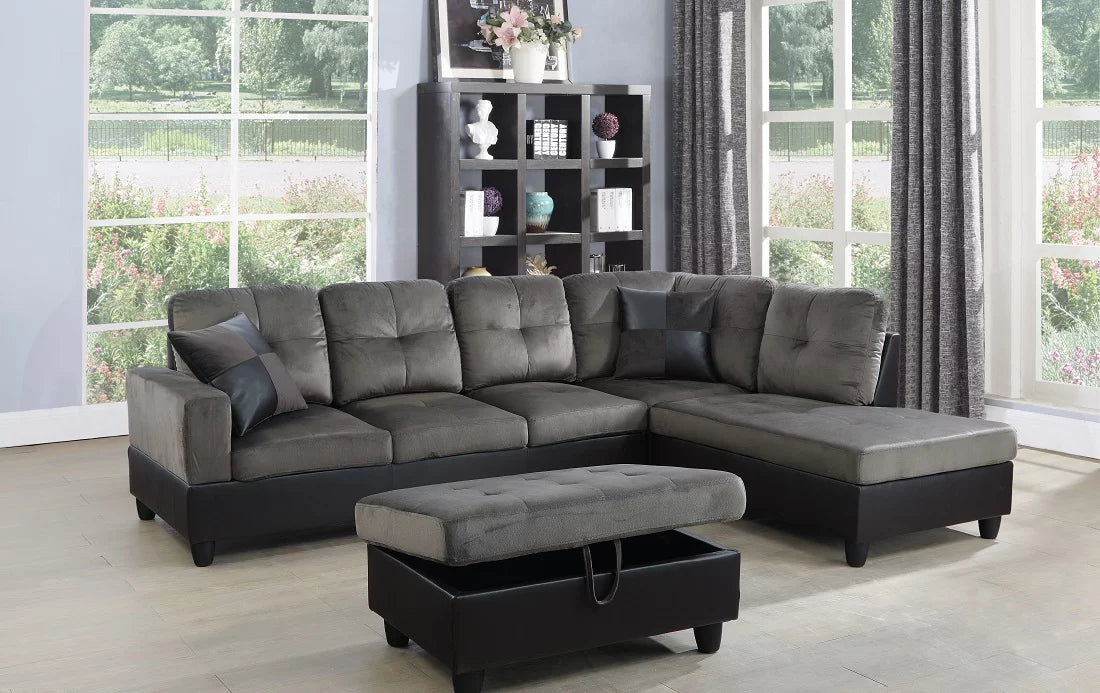 Microfiber Faux Leather Sofa Set with Ottoman N9511